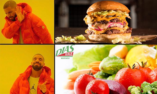 Hamburger versus Comida saudável
