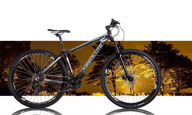 Bicicleta Absolute com fundo de paisagem
