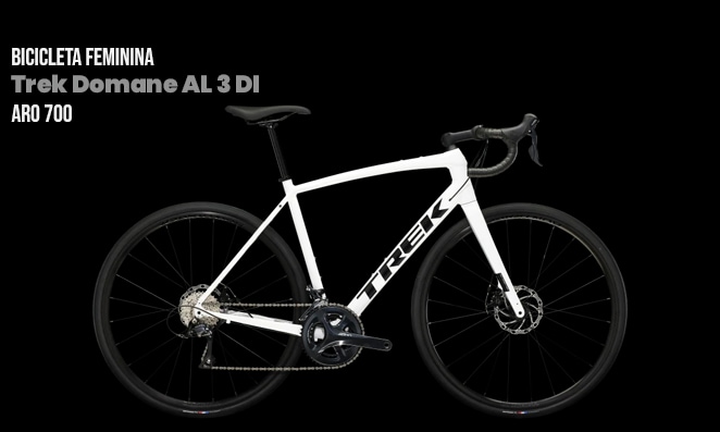 Bike feminina Trek Domane AL 3 DI ARO 700 na cor branca