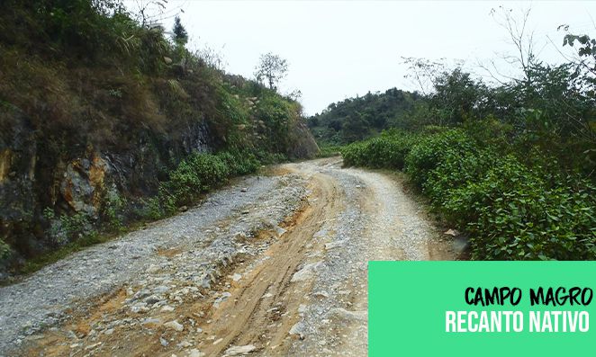 Estrada de chão com cascalhos