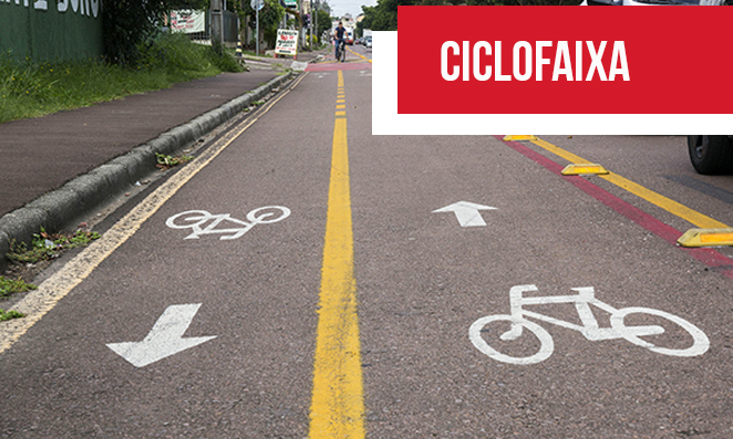 Indicações na ciclofaixa