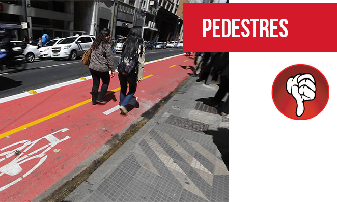 Pedestres andando numa ciclovia