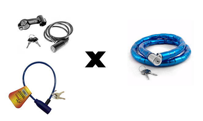 Comparação de cadeados finos de bicicleta com cadeado grosso