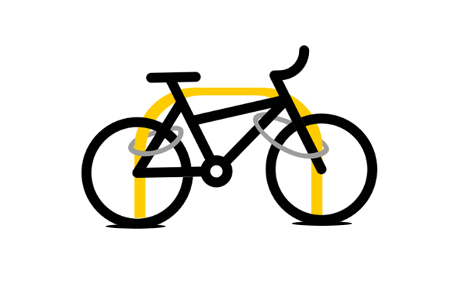 Exemplo de como prender bicicleta no bicicletário