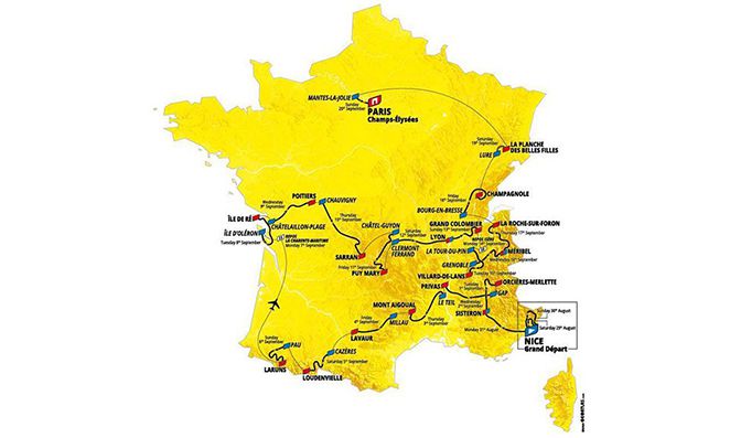 Percurso e quilometragem do Tour de France
