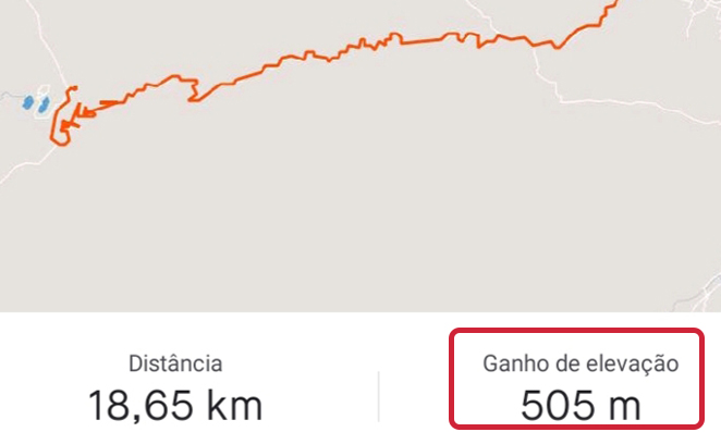 Tela do strava mostrando quilometragem e altimetria