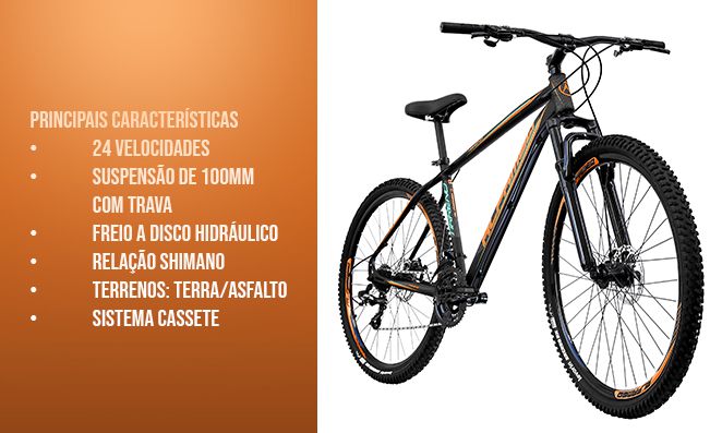 Bicicleta com ficha técnica