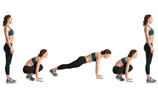 Mulher fazendo série de burpee