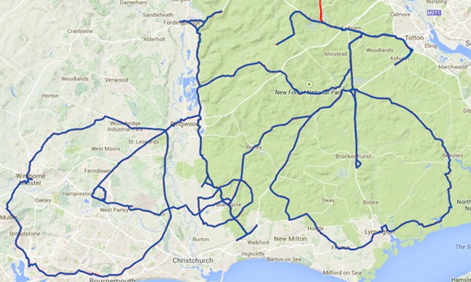 Rota de ciclismo em formato de bicicleta