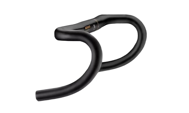 Guidão do tipo road de bicicleta na cor preto e fundo branco