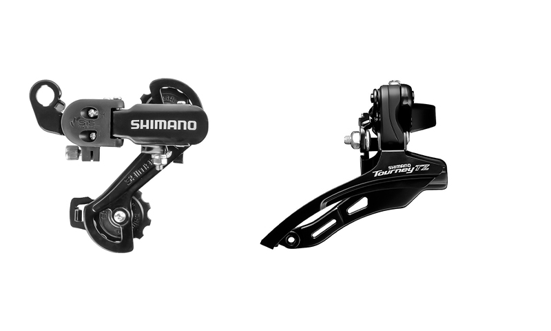 Câmbios traseiro e dianteiro Shimano Tourney