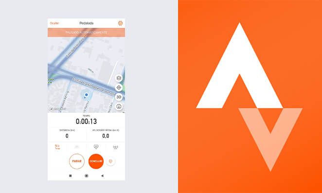 Tela de mapa com localização do aplicativo Strava