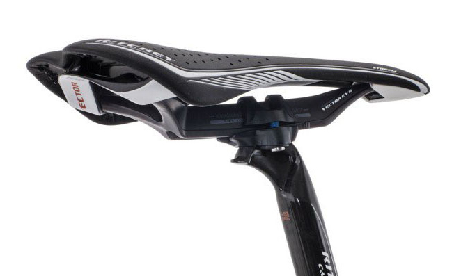 Imagem do canote e do selim de uma bicicleta