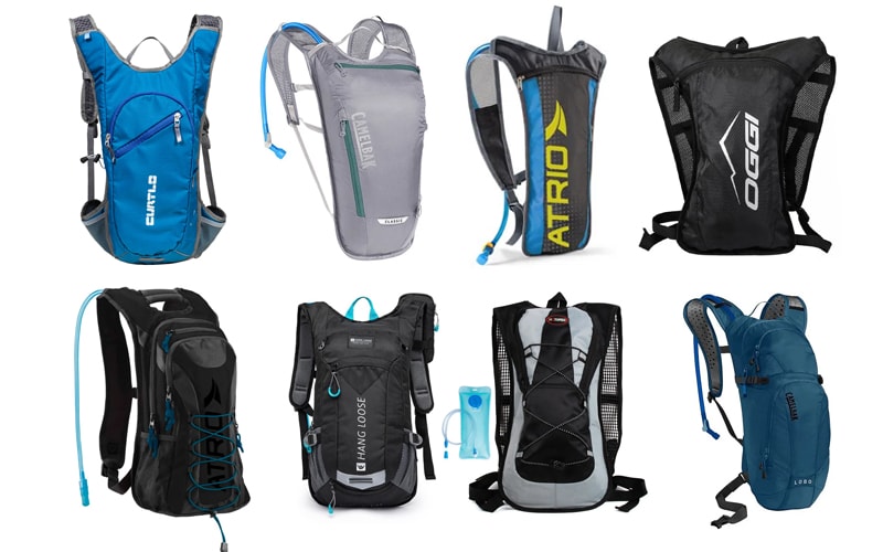 Diversos modelos de mochila de hidratação